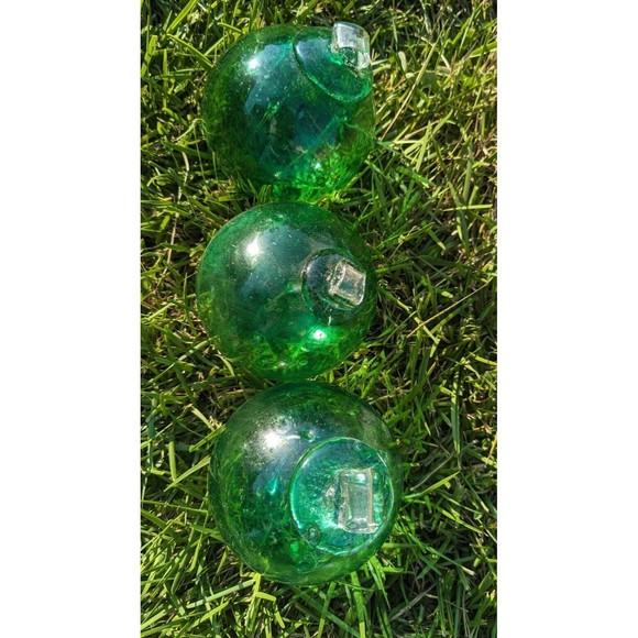 Kitras Witch Ball Art Glass Green HandBlown  6-7"Spheres Influence Divine Spirit - Picture 5 of 6